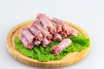 chicken neck on white background.