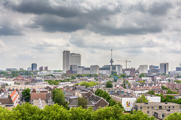 Rooftop view city centrum of Rotterdam, The Netherlands. Rotterdam, The Netherlands - June 19 2016