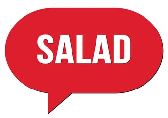 SALAD text written in a red speech bubble