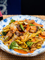 Yakisoba. Asian food with vegetables and pasta