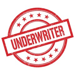 UNDERWRITER text written on red vintage round stamp.