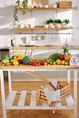 organic natural products, fresh food on table, copy space