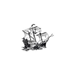 Old Sailing Ship Logo design template