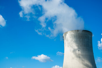 Close-up of the famous Gösgen Nuclear Power Plant (Kernkraftwerk Gösgen) located in...