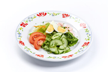 salad with egg on the white background