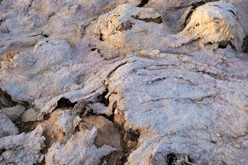 Abstract texture created by salt and mud at the shore of Larnaca salt lake