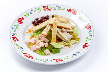 meat salad on the white background