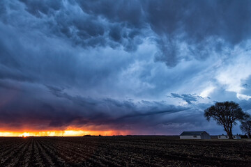 Thunderstorm at sunset;  near Kearney, Nebraska
