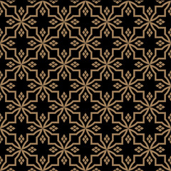 Abstract of rhombus style pattern. Design floral tile gold on black background. Design print for illustration, texture, textile, wallpaper, background.