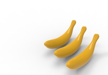 bananas and bunch of bananas.Isolated fruit on a white background.3d illustriation