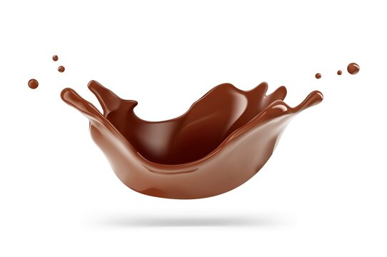 Realistic chocolate corona splash. Vector illustration isolated on white background. Сan easily be used for different backgrounds. EPS10.	