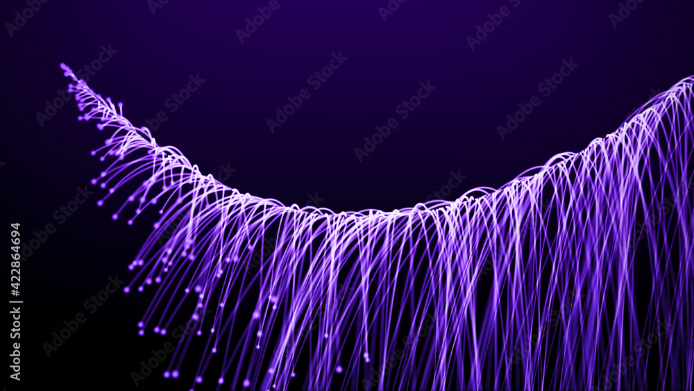 Poster Optical fibers.  Big data background vizualisation. 3d rendering.