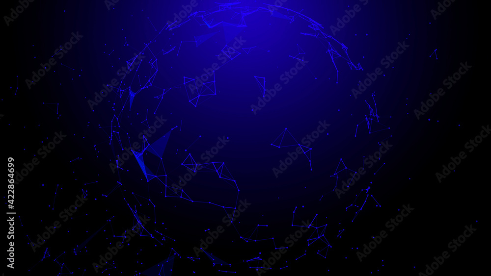 Poster Network connection system.Background with connection dots and lines. Big data vizualization. 3d rendering. 