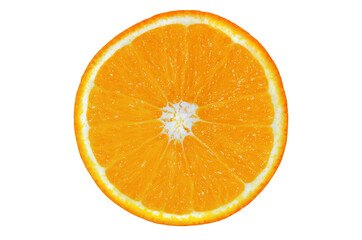 half an orange on a white background