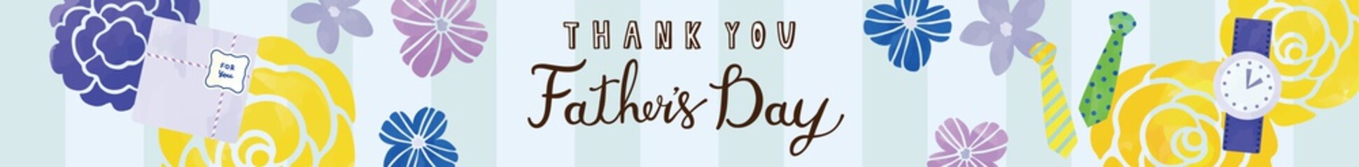 父の日　黄色のバラとプレゼント　ストライプデザイン