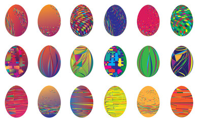 Isolated easter egg on a white background set