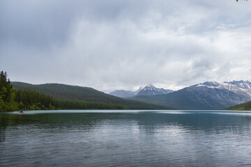 Kayakers on Lake Kintla, Montana