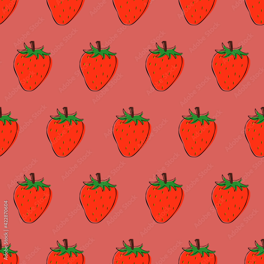 Poster strawberry pattern. seamless strawberrys wallpaper pattern.