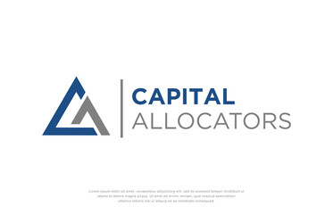 Initial monogram CA triangle shape business logo design vector template.