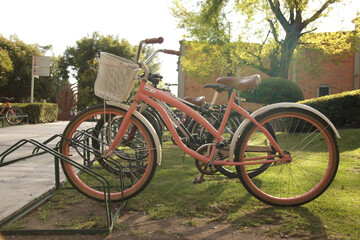 Bicycles in the outdoors on a sunny day