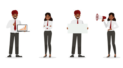 Obraz premium Indian business people working in office character vector design. no6