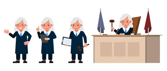 Judge kid boy character vector design. Presentation in various action.