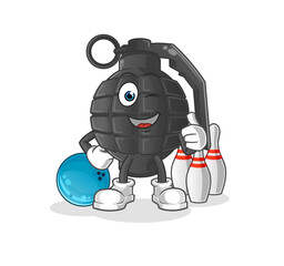 hand grenade play bowling illustration. character vector