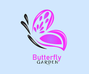 Beautiful Pink Butterfly Logo Identity ID Card Business Minimalistic Vector Image Banner Template