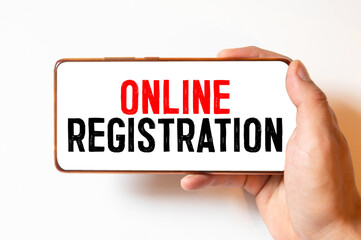 Online Registration on the paper isolated on it desk. Business and inspiration concept.