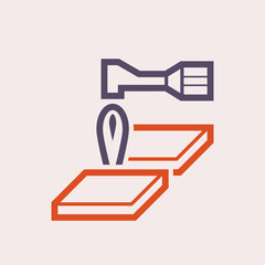 Gas torch vector icon. Welding cutting or fuel-burning equipment tool for welder use to blowing fire flame of oxygen, acetylene and propane for industry, metal steel work, metallurgy and construction.