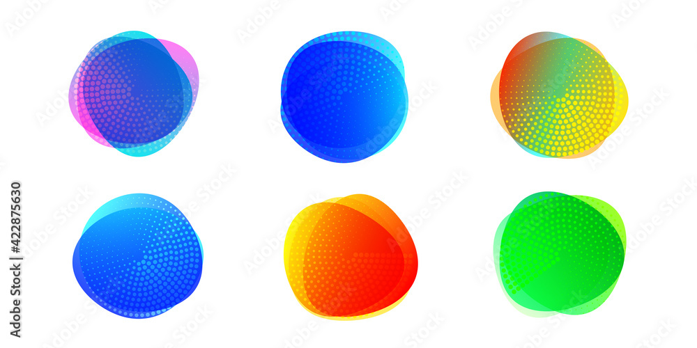 Poster set of colorful round geometric shape banner template. abstract graphic design elements for frames w