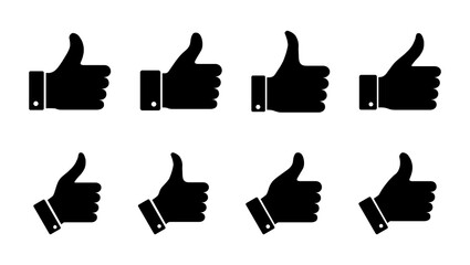 Obraz premium Thumbs up icon set. Hand like. Like icon vector.