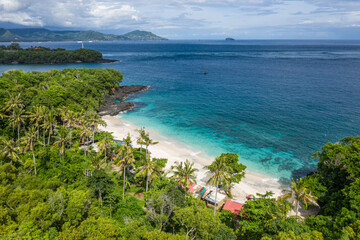 Stunning view of the Bias Tugel white sand beach in Padang Bai in Bali, Indonesia