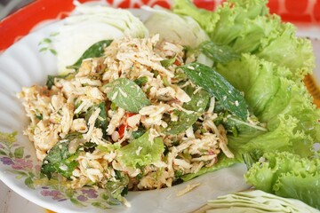 Larb pork salad.Traditional Thai food
