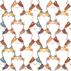 Seamless Pattern of Cartoon Cat Illustration Design