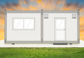 Portable office container or prefabricated modular building. That mobile workspace or temporary...