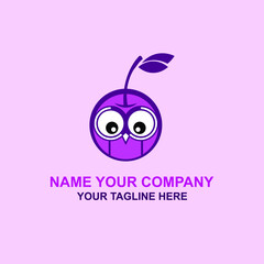 smart owl cherry owl logo simple icon design illustration