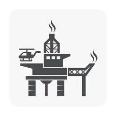 Oil platform or offshore drilling rig vector icon. Equipment of petroleum industry for supply fossil fuel, crude, natural gas and resource from oil well. By exploration, extraction and production.