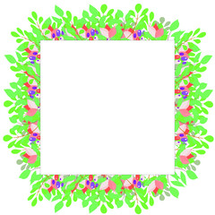 square flower frame with white background - vector square frame border with flower and leaves high resolution