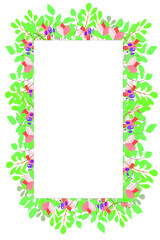 rectangle flower frame with white background - vector rectangle frame border with flower and leaves high resolution
