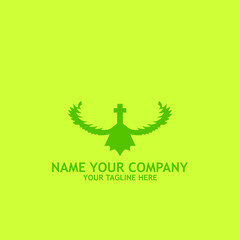 cross with wings logo simple icon design illustration