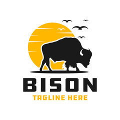 bison animal modern logo