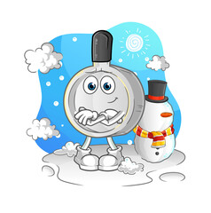 pan in cold winter character. cartoon mascot vector