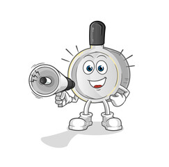 pan holding hand loudspeakers vector. cartoon character