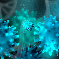 Fototapeta na wymiar 3d rendering Virus bacteria cells background