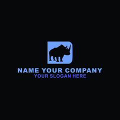 Obraz premium rhino logo silhouette template