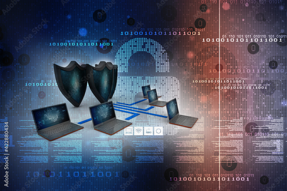 Poster 3d rendering technology computer network