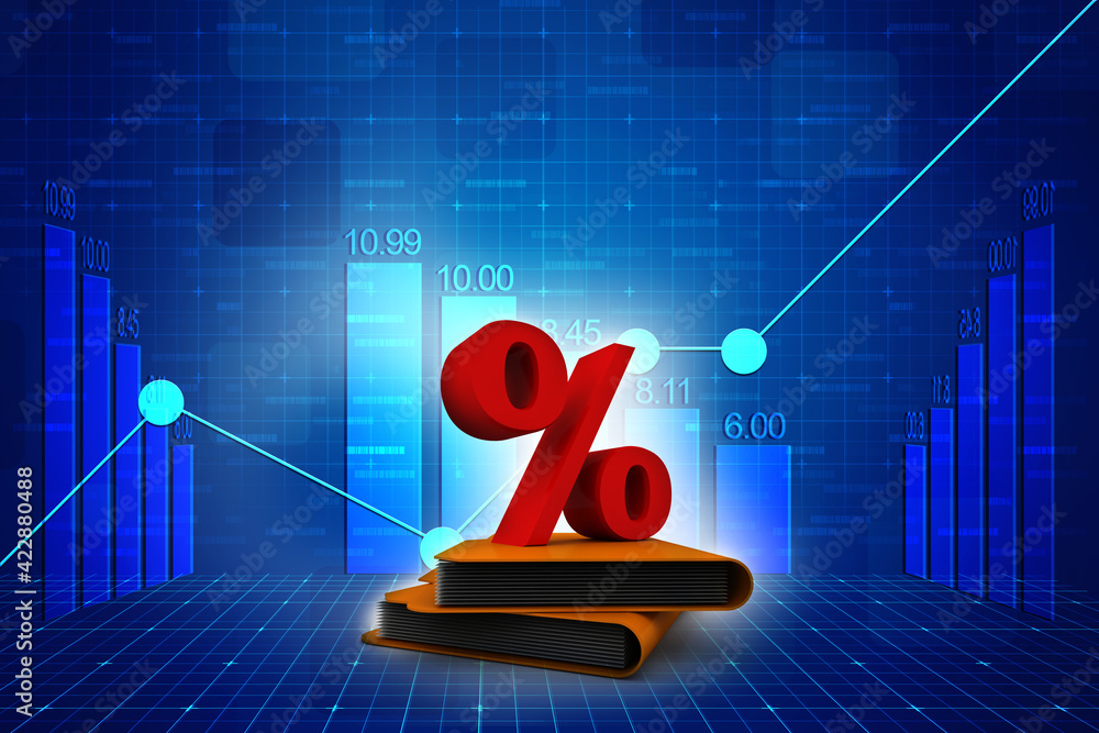 Poster 3d rendering file folder with percentage sign