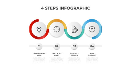 4 points of steps, list layout diagram vector, infographic element template