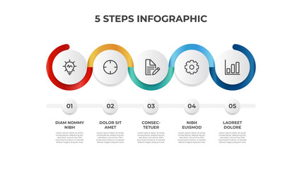 5 points of steps, list layout diagram vector, infographic element template
